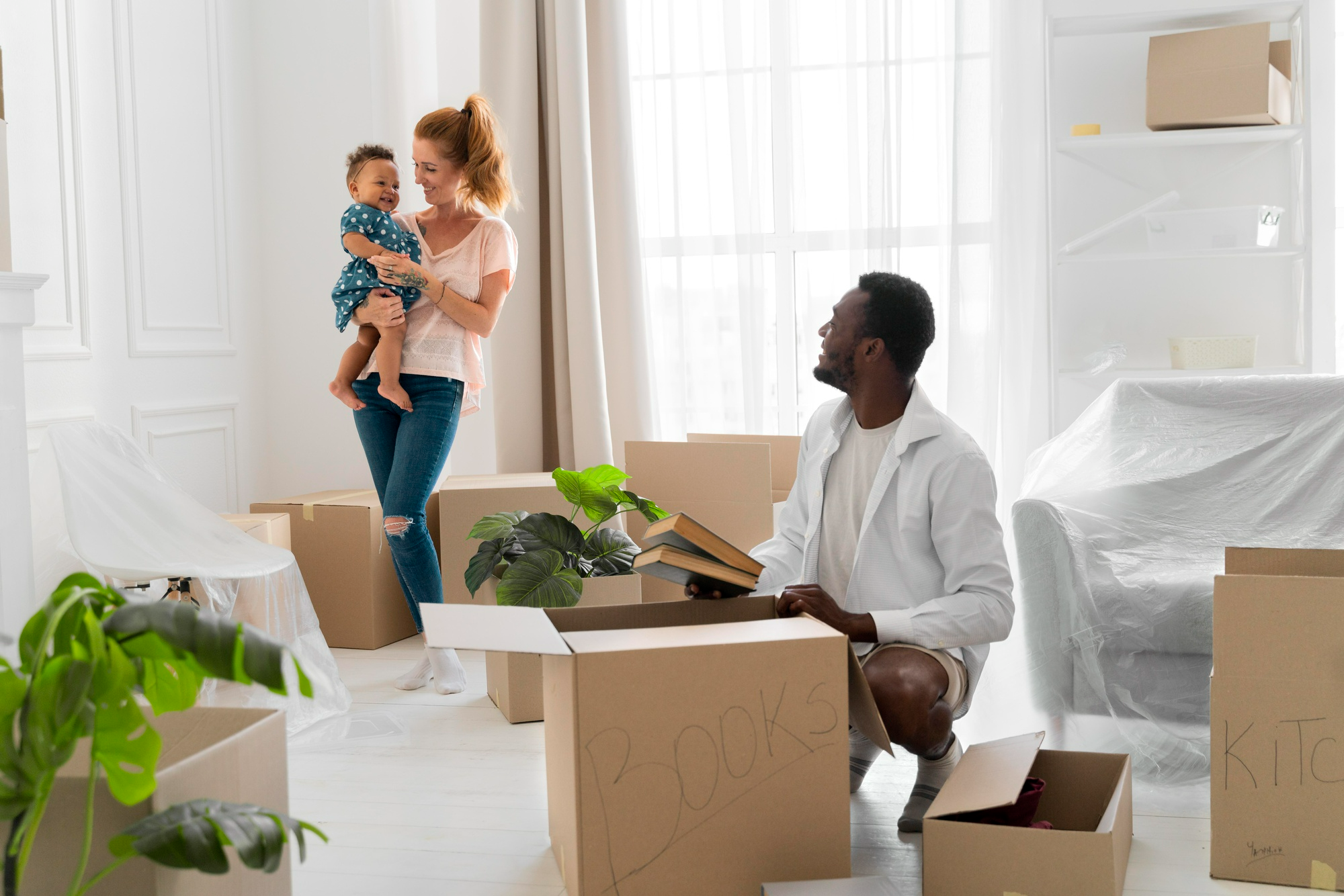 Tenant with moving boxes